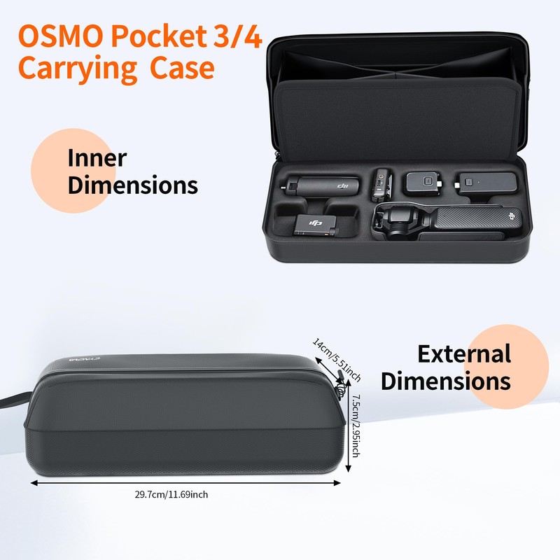 CYNOVA Black DJI OSMO Pocket 3 Carrying Bag, Shockproof DJI