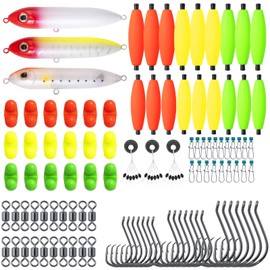 Catfishing Tackle Making Kit Catfish Rig Accessories 103PCS/104PCS Catfish Tackle with Catfish Floats Catfish Hooks Swivels Fishing Bells (Type B)