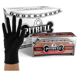 PITBULL Black Nitrile Exam Gloves, 6 Mil, Disposable, Case/1000, Medium