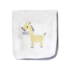 Socksmad 2 Pack Baby Blankets - 100% Soft Cotton with Embroidery - Cot, Crib, Moses Basket & Pram Cellular Blanket - Baby Blanket for Newborn - Baby Essentials for Newborn Baby Girl - Grey Giraffe