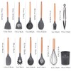 15-piece silicone wooden handle kitchen utensils set, kitchen gadgets (green