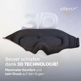 silenzZZ® Premium Schlafmaske - 3D Augenmaske für Frauen & Herren - Schlafbrille bequem gepolstert für absolute Dunkelheit - Sleep-Mask, Schlaf-Maske schwarz