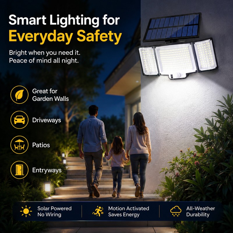Solar Motion Sensor Light for Outdoor Security – IP65 Waterproof