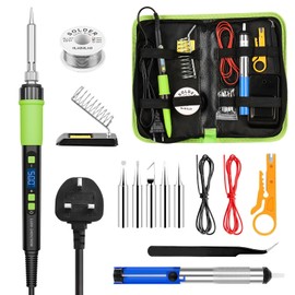 YEEHONEC Soldering Iron Kit | 90W LCD Soldering Iron with Auto Sleep | Adjustable Temperature 180°C-500°C | 5 Soldering Tips, Desoldering Pump, Solder Wire