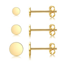 MASOP Sterling Silver Earring Set 3 mm 4 mm 5 mm Round Stud Earrings Gold Silver 925 Set for Women Men Girls, Silver