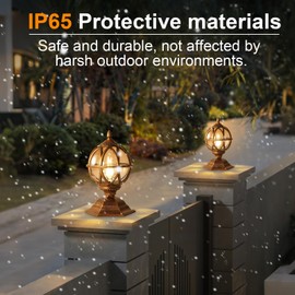 Outdoor Post Lights Fixtures Exterior Landscape Lighting Column Light With IP65 Waterproof Caps Lamp Fence Deck Cap Lantern With Globe Amber Glass Pillar Lighting Yard Porch Gate Bollard Pedestal Lamp