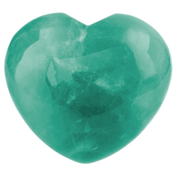 Nupuyai Palm Worry Stone for Chakra Reiki Puff Heart Healing Crystal Love Stone for Home Decoration, Green/Fluorite, 45 x 40 mm