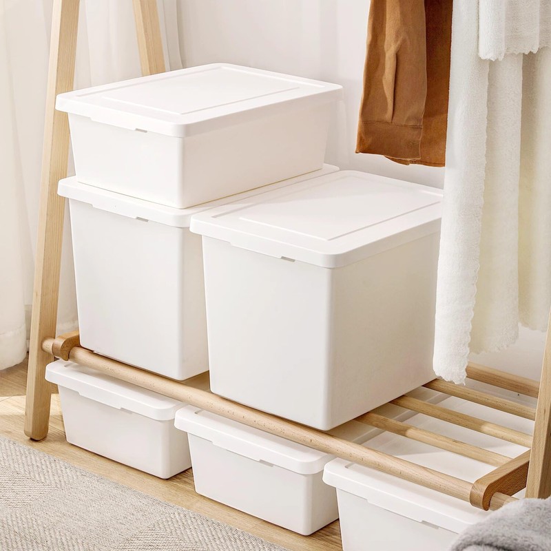 YUNGSHY 2 Pack 15 Quart White Large Stackable Storage Bins