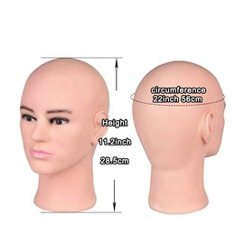 Ruilong Male Bald Mannequin Head for Wig Making Hat and Glasses Display Model Head, Professional Cosmetology Head Beige Color