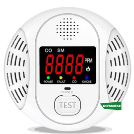 Vzmcov Carbon Monoxide and Smoke Detector Equipped with LCD Display, Battery Powered, Dual Sensor Alarm, 85dB Voice Alarm and Real-time CO Tracking, Suitable for Home/Kitchen/Bedroom/RV 1-Pack