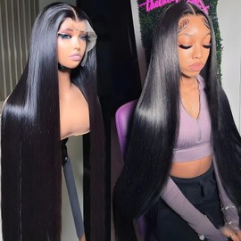 Minqisheng Real Human Hair Wig 13x6 Lace Front Wigs Human Hair 20 Inch Straight Wigs Human Hair with Baby Hair 210% Density HD Lace Front Wigs Pre Plucked