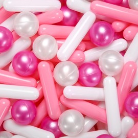 Heopeis Ball Pit Balls and Strips for Ball Pits, 500pcs Cute Plastic Star Toy Balls for Kids, Baby Toddler 1-3 Birthday, Bounce House, Play Tent, Baby Pool Water Toys, Party (Pearl Pink Purple)