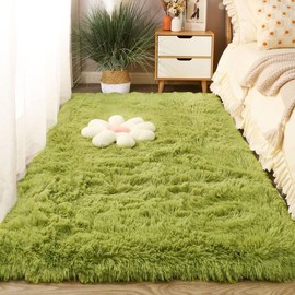 Vafodo 3X5 Feet Green Shaggy Area Rugs for Bedroom Living Room Ultra Soft Fluffy Throw Carpets for Girls Boys Kids Play Room Modern Home Decor Soft Fluffy Rugs