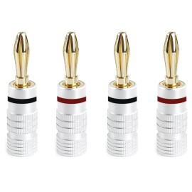 Unbranded 4Pcs Solder-Free Banana Plugs HiFi Pro Quality Gold plated Black / Red