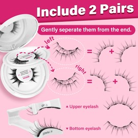 PRO Magnetic Eyelashes 2 Pairs Long Lasting Reusable With Applicator Magnetic Lashes Natural Look No Glue Needed Easy To Wear 4 magnet points Stronger&Suitable for Eye Shape (2 Pairs,Merry+Pure)