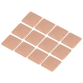 sourcing map Heatsink Copper Pad Shim 15mm x 15mm x 0.6mm Thermal Conductive Heat Sink for Electronic Chip Cooling Pack of 12
