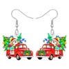 BONSNY Acrylic Dangling Novelty Funny Christmas Truck Tree Earrings Hypoallergenic