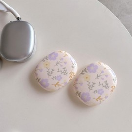 JLSDBMZ Suitable for AirPods Max Case Cover,Cute Purple Flower Bud Design,Plant Oil Painting Floral Shockproof Buffer Protective Shell Suitable for Girls Ladies