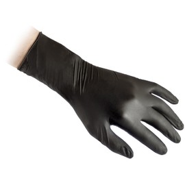 Reflexx N79P/S Extra long, 30 cm, powder free nitrile gloves gr 7.7. Size Small, Black (Pack of 50)