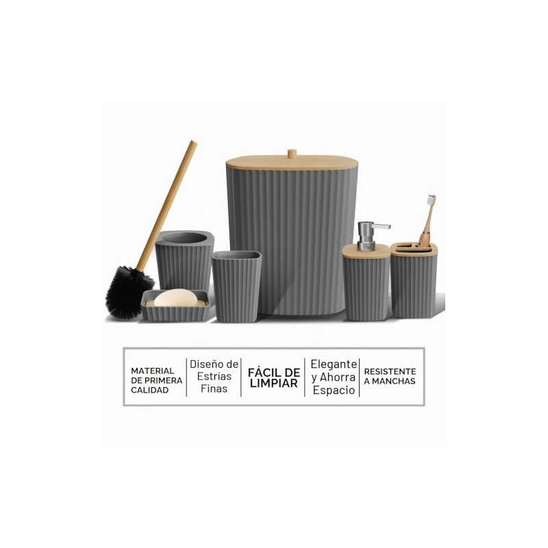 Clara Clark - Juego de Accesorios de baño Gris, Juego