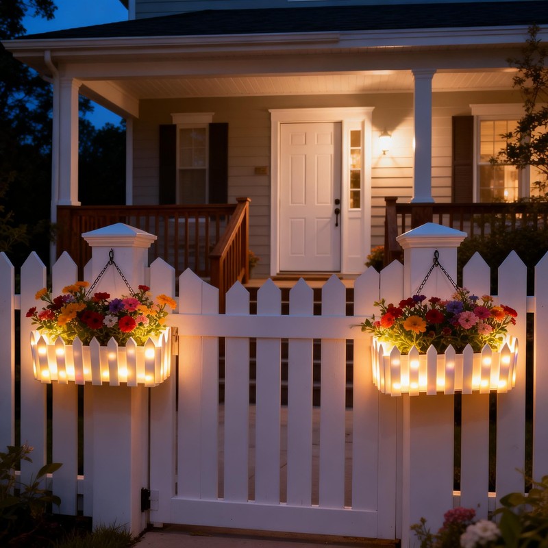 Solar Planter Lights Outdoor, 12-inch Rectangular LED Flower Pot with