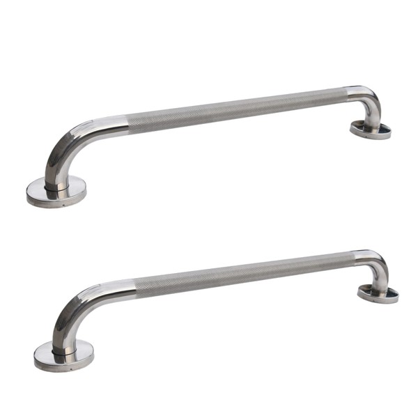 SENSEA - Set of 2 non-slip handles Touch Ø 30 mm - L.60 cm - Chrome-plated stainless steel - Safety handles - Bath handles - Wall grab handles