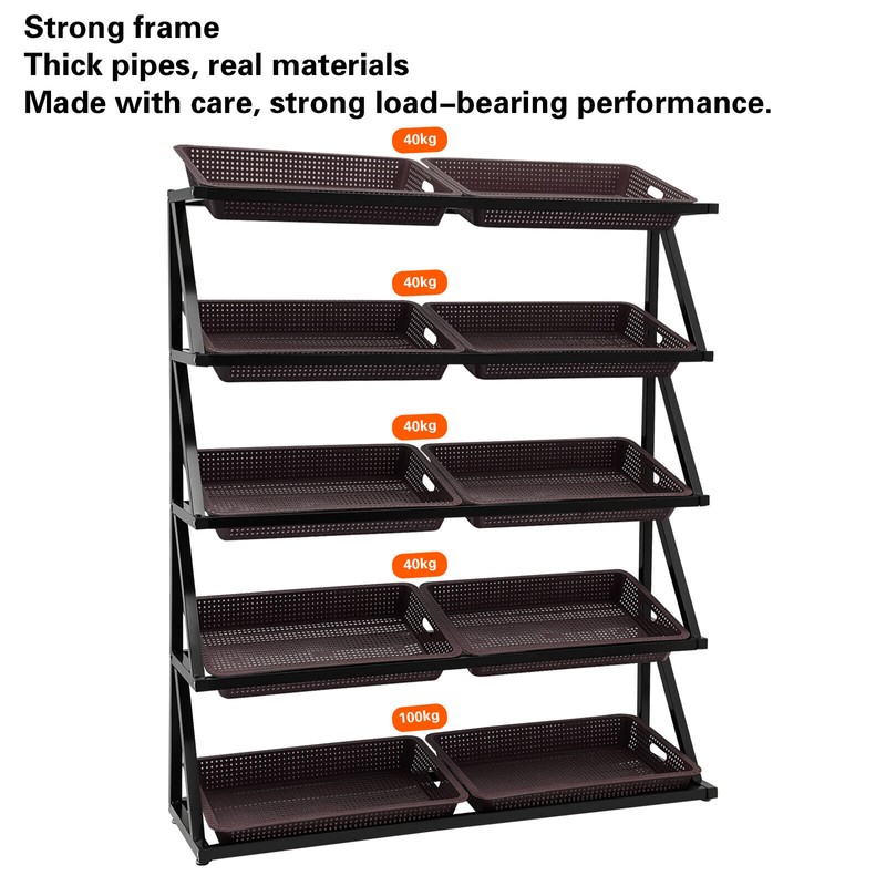 Market Retail Display Rack Shelf + 10x Merchandiser Fruit Vegetable