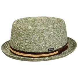 Lipodo Carignano Pork Pie Straw Hat - Hat (54-61 cm) - Italian Flair - Summer Hat with Leather Strap - Men - Spring/Summer, Green, S