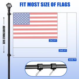 Luvenia American Flag with Pole for House Outside,5Ft Heavy Duty Flag Pole Kit with Wall Mount Bracket Tangle Free for Outdoor Porch,Yard,Garage-Black 5Ft