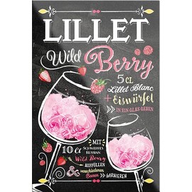 schilderkreis24 Cocktail Recipe Magnet Alcohol Spirits Decorative Fridge Magnet Humour Gift Idea Birthday Christmas 9 x 6 cm (Lillet Wild Berry)