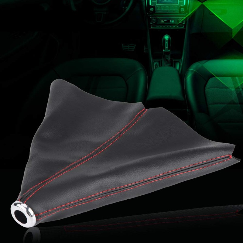 EVGATSAUTO Gear Shift Knob Gaiter, PU Leather Universal Bright Black