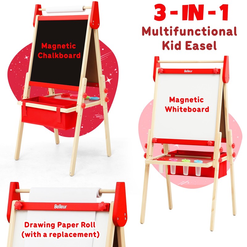 Belleur All-in-One Art Easel for Kids, Adjustable Double Sided Easel