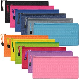 DIFIT 12 Packs Durable Pencil Case, Pencil Case for Adult, Big Capacity Zip Pencil Pouch, Waterproof Pouch for School Supplies, Office Essentials, Travel Portable, Makeup (12 Colors)