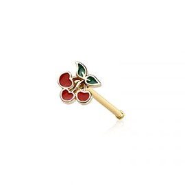 Pierced Owl 20GA 316L Stainless Steel Enamel Cherry Top Nose Bone Stud (Gold Tone)