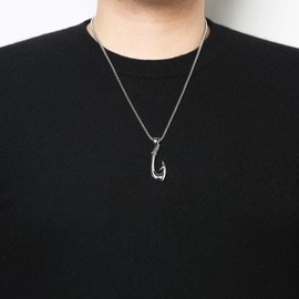 HZMAN Fish Hook Necklace for Men Retro Stainless Steel Hawaiian Maui Hook Pendant Necklace Jewelry Gift
