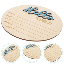 Luhaomisky 1Pc Blue Baby Announcement Sign Wooden Hello World Newborn Name Sign Gender-Neutral Welcome Baby Keepsake for Newborn Boys Girls Photo Props