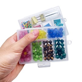 TeTeBak Plastic Organizer Box with Dividers - 2 PCS Small Plastic Container with Compartments, 6 Compartment Storage Box, Plastic Travel Organizer Box, Craft Storage Box (6-GRIDS, 4, Count)