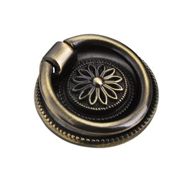 Utopia Alley Medici Cabinet Ring Pull Knob - Decorative Cabinet Drop Pull Knobs for Cabinets and Drawers - Vintage Cabinet Hardware with Hand Finished Antique Brass - Metal Drawer Pull Knobs 1 5/8"