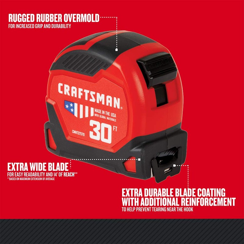 CRAFTSMAN Tape Measure, 30-Foot (CMHT37570S)