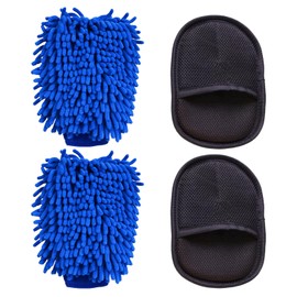 KRYMXAR Set of 4 Car Wash Mitts for Gentle Cleaning and Car Care, 25 cm x 17 cm