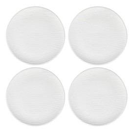 Temp-Tations Woodland White Dinner Plates, Set of 4-8" Small White Ceramic Plates for Salad, Dessert, Microwavable, Dishwasher-Safe, Stoneware Dinnerware Sets, Premium Kitchen and Dining Dishes