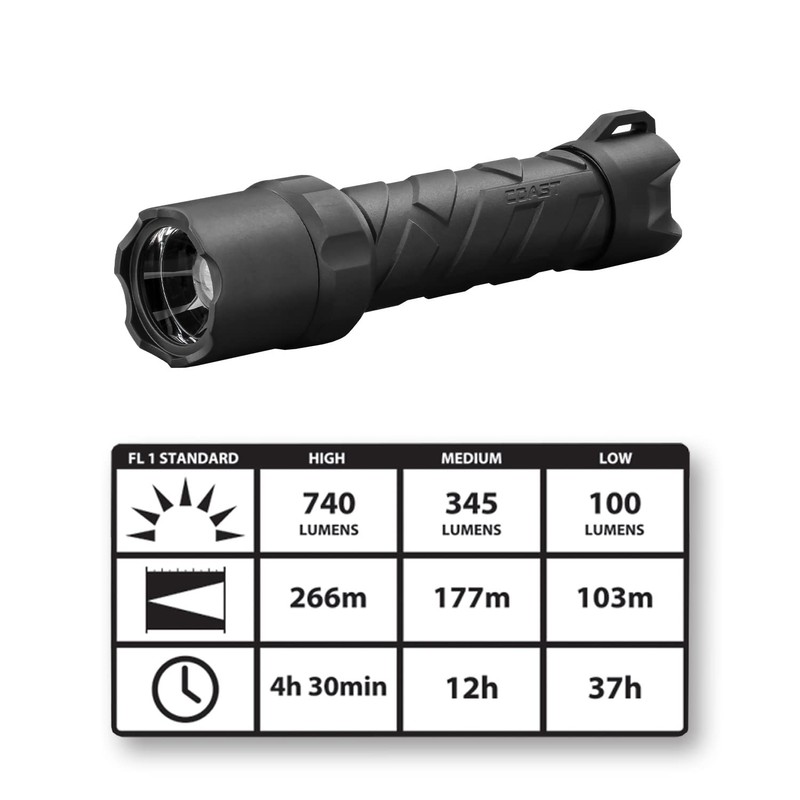 COAST POLYSTEEL 600 1000 Lumen LED Flashlight with Pure Beam