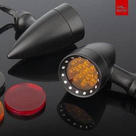 Motorcycle Turn Signals LED Bullet Front Rear Indicator Lights Universal Compatible for Harley Davidson Cruiser Iron Softail Street Bike Honda Shadow Yamaha Chopper Bobber Cafe Racer(Black/Amber-B)