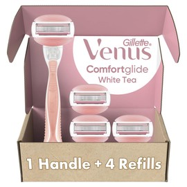 Gillette Venus Gillette Venus ComfortGlide White Tea Women's Razor, Pivoting Head, Gel Bar, No Shave Cream Required, 3 Bladed for Smooth Shave, 1 Handle + 4 Blade Refills