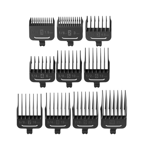 Oneisall 10Pcs Attachment Guide Comb Guards Dog Clippers RFC-676#1-#8, 1.5mm/3/mm/4.5mm/6mm/10mm/13mm/16mm/19mm/22mm/25mm