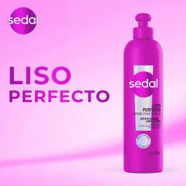 SEDAL Crema para Peinar Liso Perfecto, deja tu cabello liso y fuerte de la raíz a las puntas, con aceite de macadamia, vitamina C y proteína de seda 3