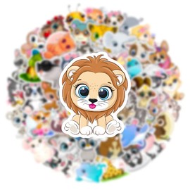 Cute Animal Stickers, 50 Pieces, Aesthetic Decoration, Vinyl Stickers for Scrapbook, Laptop, Children, Teenagers, Girls