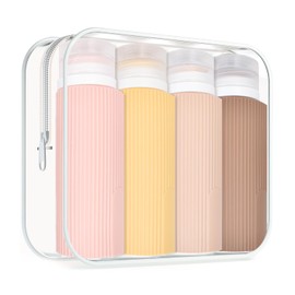 Leere Reisegröße Silikon Reiseflaschen 4 Stück 100ml Reise Container Portable Reise Toilettenartikel Auslaufsichere Reiseflaschen Kosmetik Shampoo Spülung Flüssigkeiten Nachfüllbare Behälter