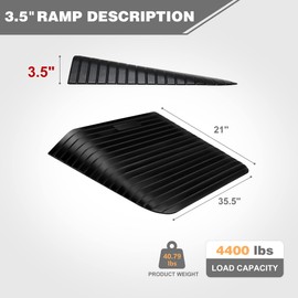 Candockway 3.5" Rise Threshold Ramps Doorway, Wheelchair Ramp with Non-silp Surface, 4400 LBS Capacity, Solid and Portable, for Steps, Driveway and Curb Black