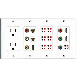 RiteAV (4 Gang) 15A Outlet 3 HDMI 2 Cat6 Component Composite 7 Speaker Wall Plate